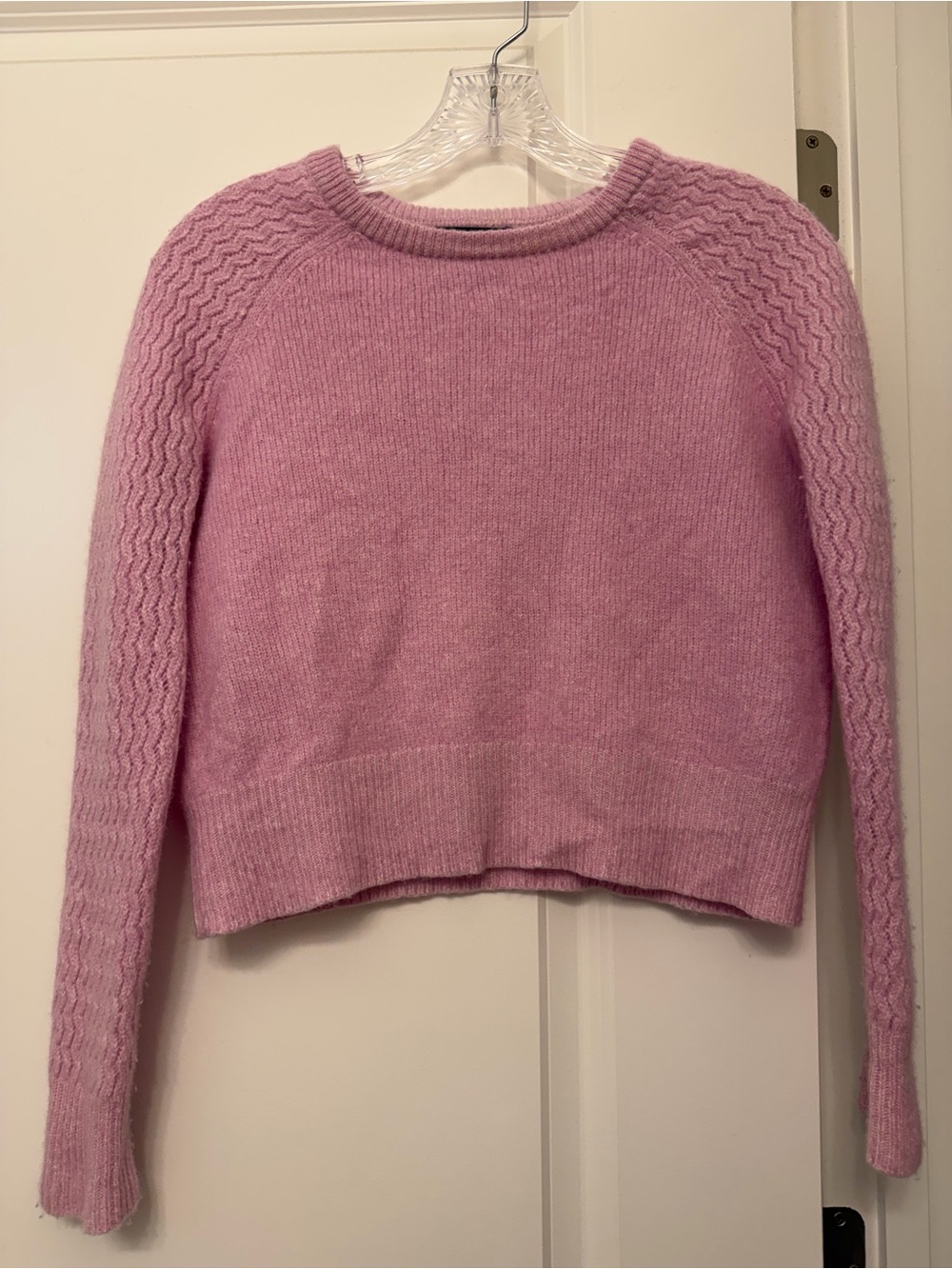 AQUA Rose Pink 100% Cashmere Crewneck Sweater
